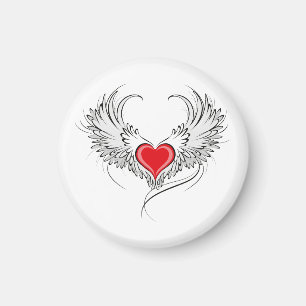 Red Angel Heart mit Flügeln Magnet