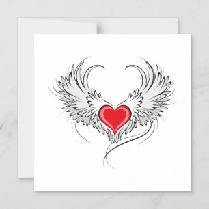 Red Angel Heart mit Flügeln Magneteinladung