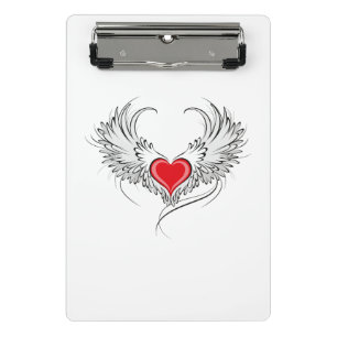 Red Angel Heart mit Flügeln Mini Klemmbrett
