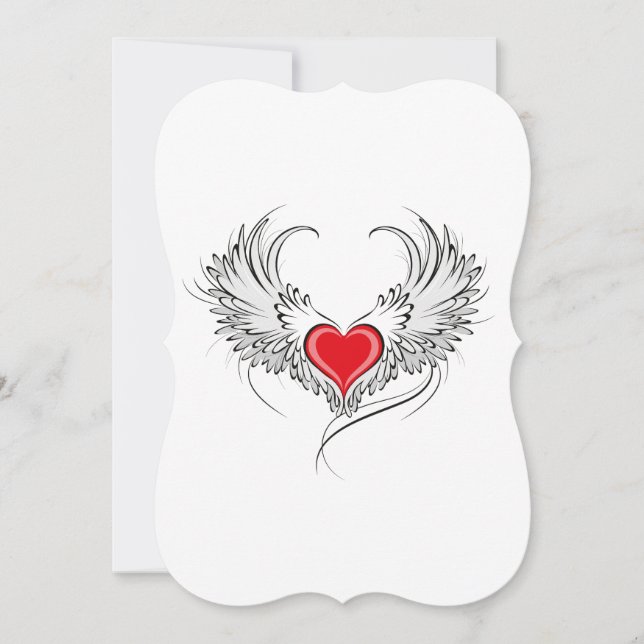 Red Angel Heart mit Flügeln Mitteilungskarte (Vorderseite)