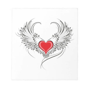Red Angel Heart mit Flügeln Notizblock