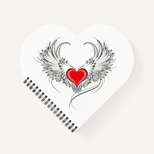 Red Angel Heart mit Flügeln Notizbuch