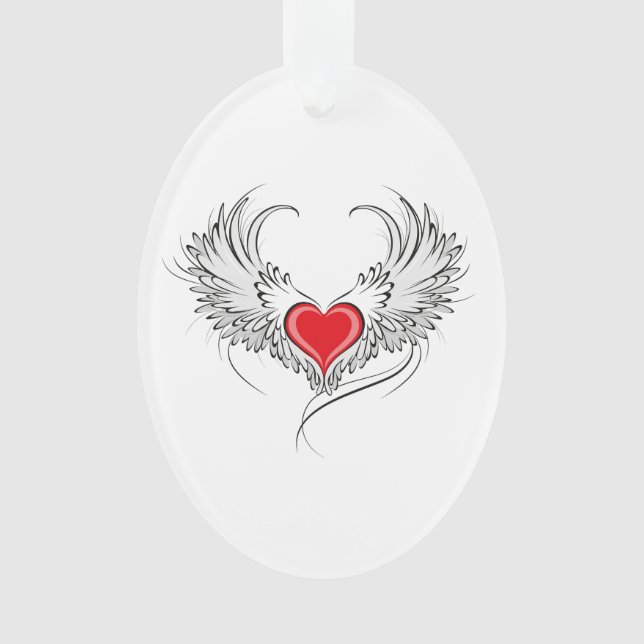 Red Angel Heart mit Flügeln Ornament (Vorderseite)