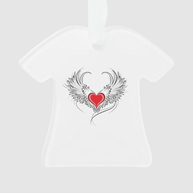 Red Angel Heart mit Flügeln Ornament (Vorderseite)