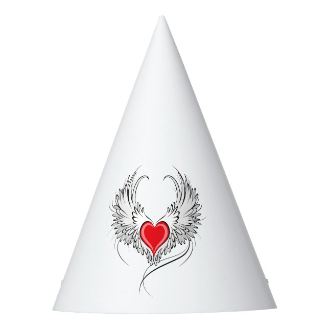 Red Angel Heart mit Flügeln Partyhütchen (Vorderseite)