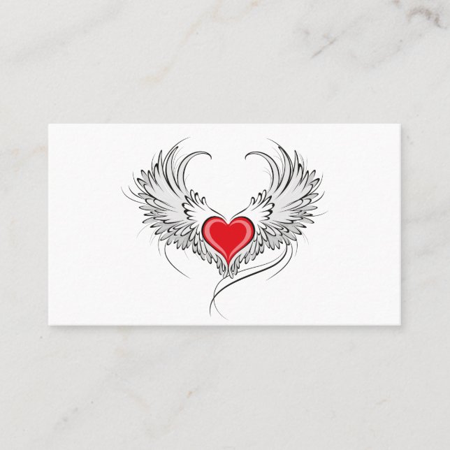 Red Angel Heart mit Flügeln Platzkarte (Vorderseite)