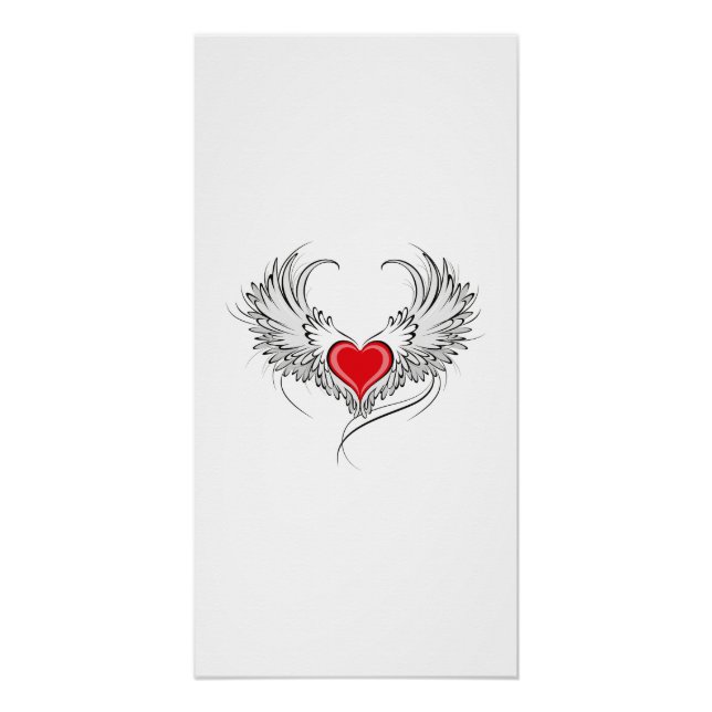 Red Angel Heart mit Flügeln Poster (Vorderseite)