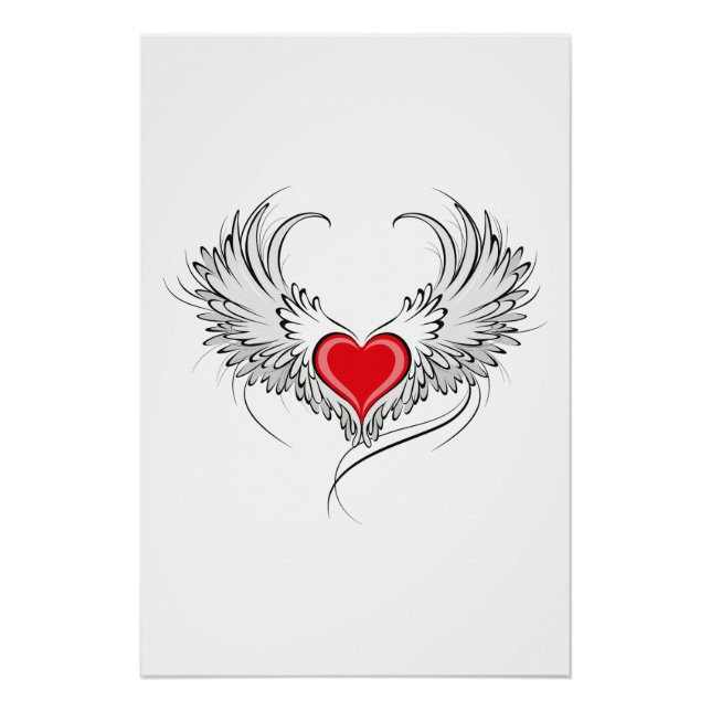 Red Angel Heart mit Flügeln Poster (Vorderseite)