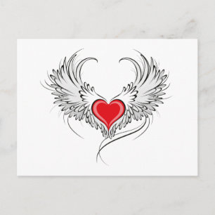 Red Angel Heart mit Flügeln Postkarte