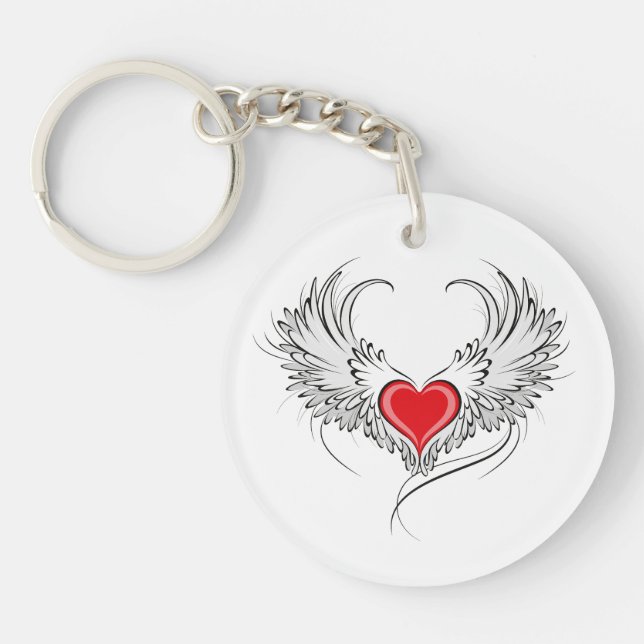 Red Angel Heart mit Flügeln Schlüsselanhänger (Vorderseite)