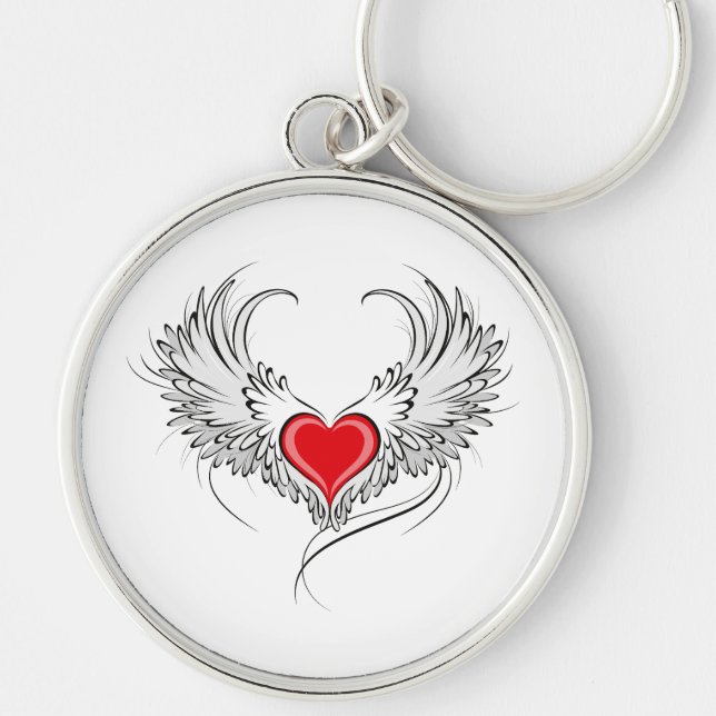 Red Angel Heart mit Flügeln Schlüsselanhänger (Vorne)