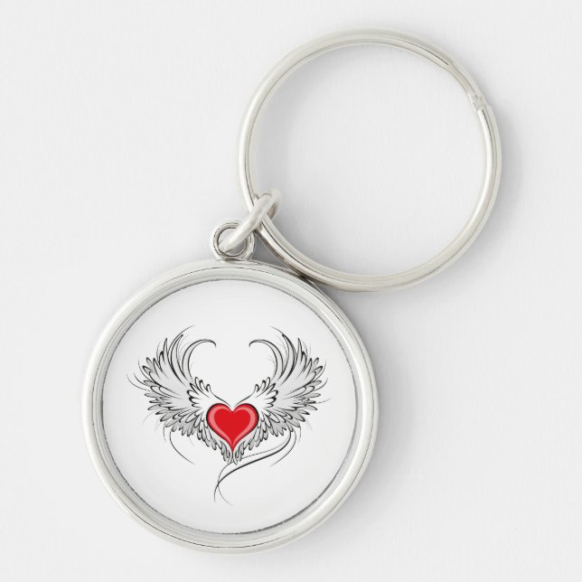 Red Angel Heart mit Flügeln Schlüsselanhänger (Vorne)
