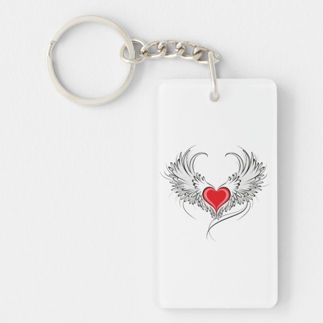 Red Angel Heart mit Flügeln Schlüsselanhänger (Vorderseite)
