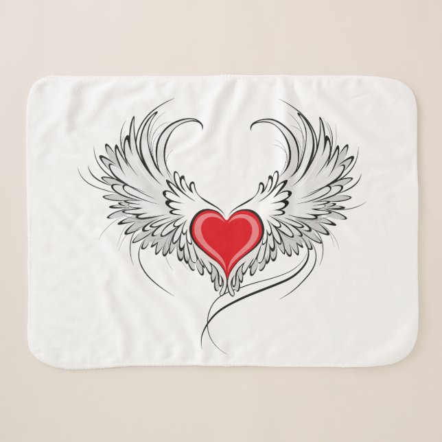 Red Angel Heart mit Flügeln Sherpadecke (Vorderseite (Horizontal))