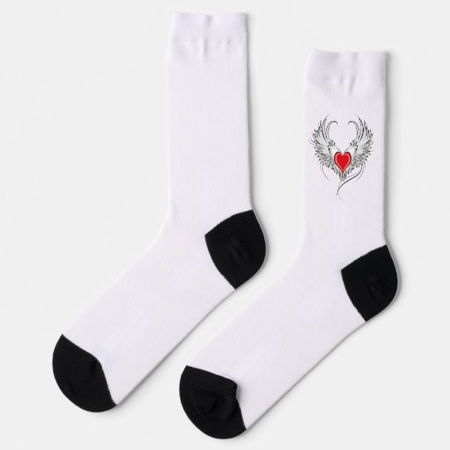 Red Angel Heart mit Flügeln Socken (Linkes Detail)