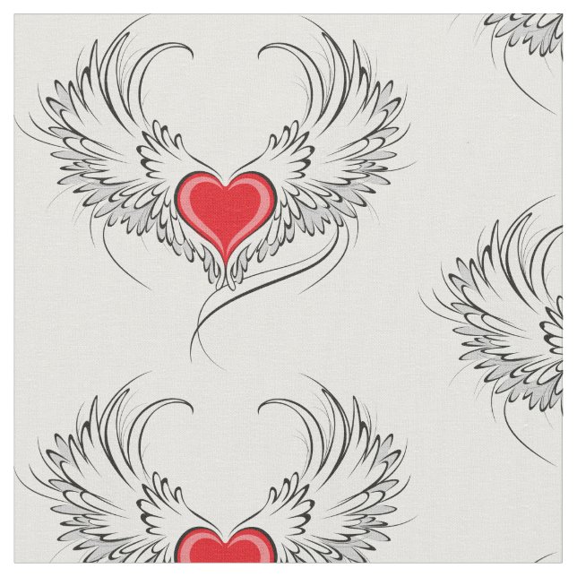 Red Angel Heart mit Flügeln Stoff (Nahaufnahme)