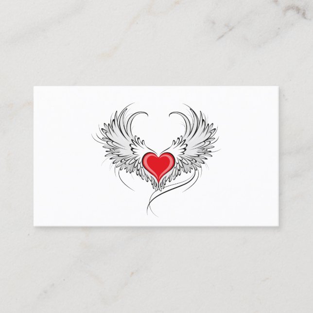 Red Angel Heart mit Flügeln Terminkarte (Vorderseite)