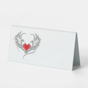 Red Angel Heart mit Flügeln Tischaufsteller