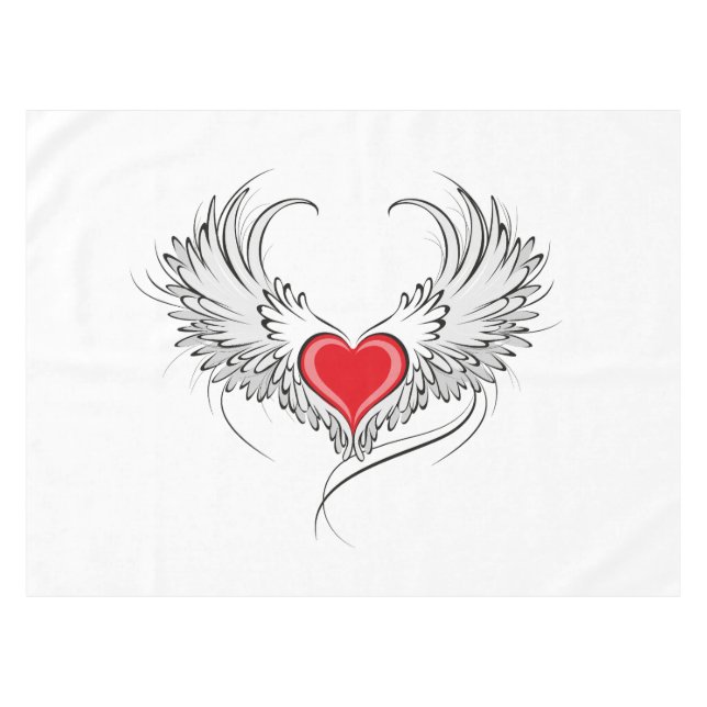 Red Angel Heart mit Flügeln Tischdecke (Vorderseite (Horizontal))
