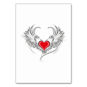 Red Angel Heart mit Flügeln Tischnummer
