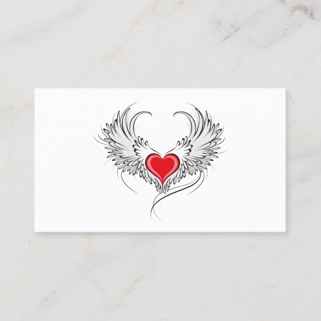 Red Angel Heart mit Flügeln Treuekarte (Vorderseite)