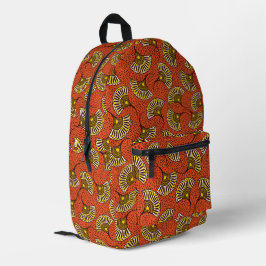Red Ankara Fan Muster gedruckter Backpack Bedruckter Rucksack