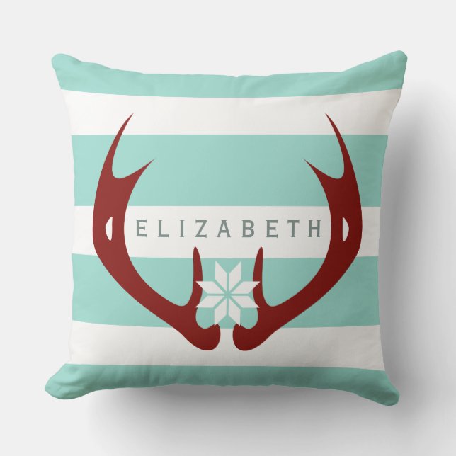 Red Antlers Snowflake 2 - Blue Kissen (Vorderseite)