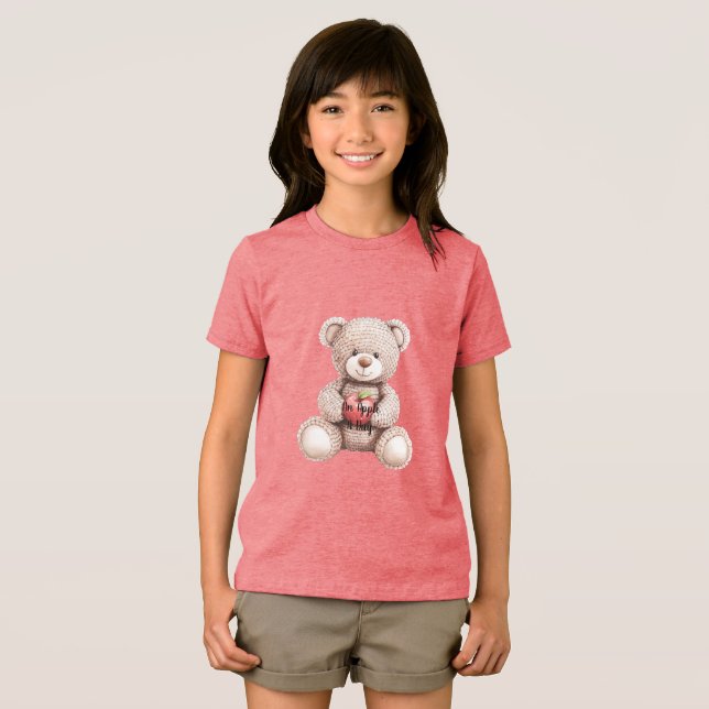 Red Apple A Day Cream Teddy Bear Tri-Blend Shirt (Vorderseite Voll)