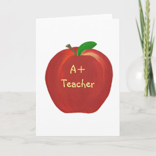 Red Apple A+ Enseignant, cartes de voeux, blanc à