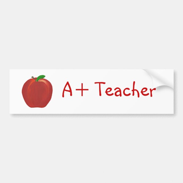 Red Apple, A+ Teacher Autoaufkleber (Vorne)