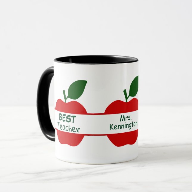 Red Apple Best Teacher Personalisiert Tasse (Vorderseite Links)