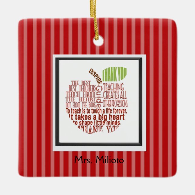 Red Apple Best Teacher Weihnachtsfeier Keramikornament (Vorderseite)