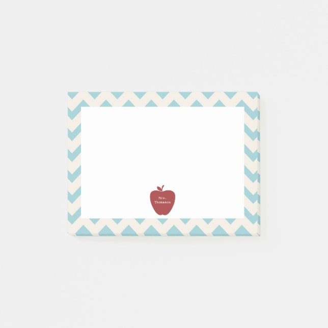 Red Apple Blue Chevron Teacher Post-it® Notes (Devant)