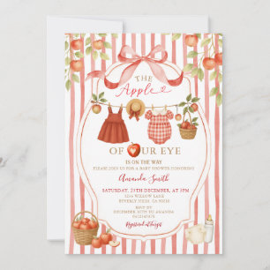 Red Apple Bow Fall Baby Shower Invitations