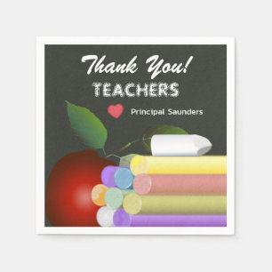 Red Apple Chalk Lehrer Wertschätzung   Vielen Dank Serviette