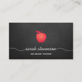 Red Apple Chalkboard Grade School Lehrer Visitenkarte