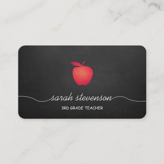 Red Apple Chalkboard School Teacher Visitenkarte (Vorderseite)