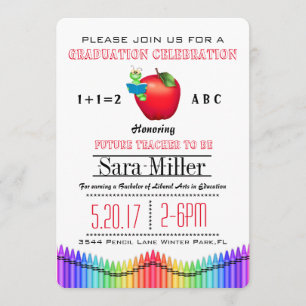 Red Apple / Crayon Teacher Abschluss Einladung