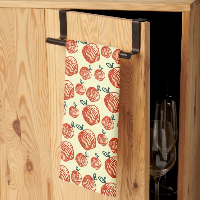 Red Apple Doodle Muster Geschirrtuch (Drittel gefaltet)
