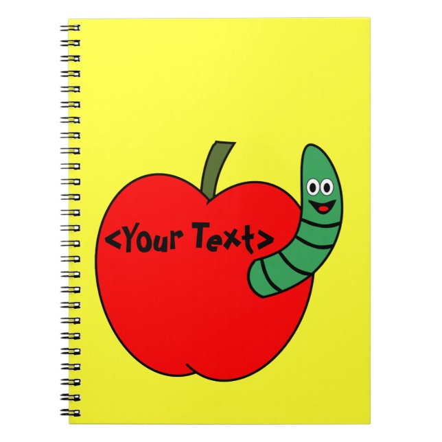 Red Apple Green Wurm Notizblock (Vorderseite)