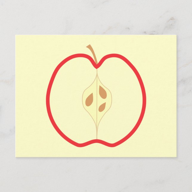 Red Apple Half, auf cremefarbenem Hintergrund. Postkarte (Vorderseite)