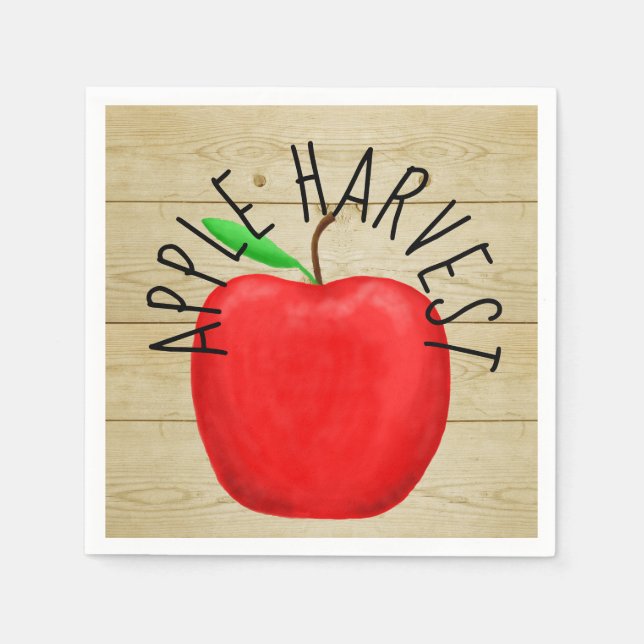 Red Apple Harvest Holzschild Napkins Serviette (Vorderseite)