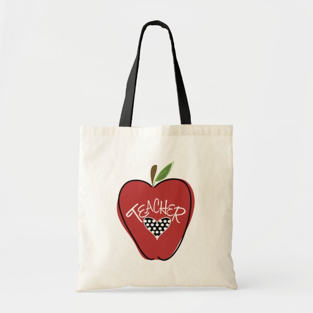 Red Apple & Heart Teacher Bag Tragetasche (Vorne)