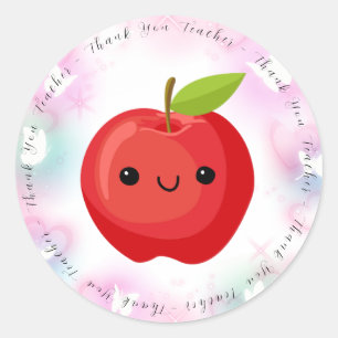 Red Apple Holographic Butterfly Danke, Lehrer Runder Aufkleber