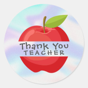 Red Apple Holographic Danke, Lehrer Runder Aufkleber