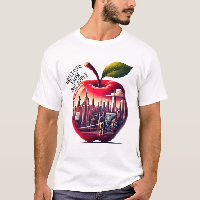Red Apple mit New York City Skyline T-Shirt (Vorderseite)