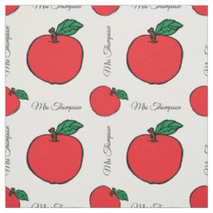 Red Apple mit Teacher's Name Fabric by the Yard Stoff