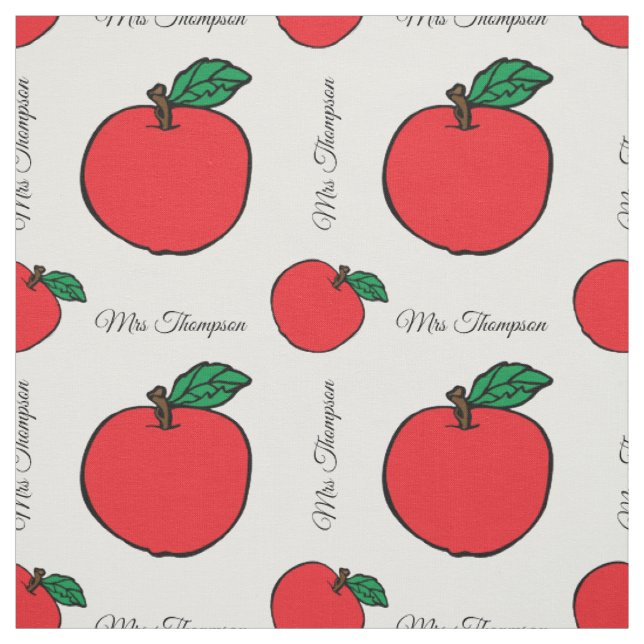 Red Apple mit Teacher's Name Fabric by the Yard Stoff (Muster)