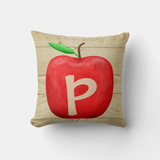 Red Apple Monogram Kissen (Vorderseite)