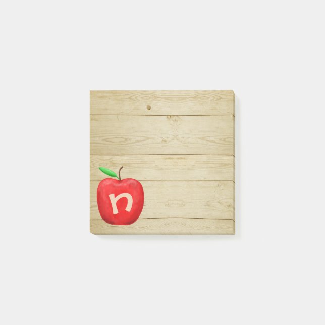 Red Apple Monogram Post-it Klebezettel (Vorderseite)